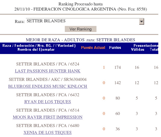 Ranking Mejor de Raza 2010